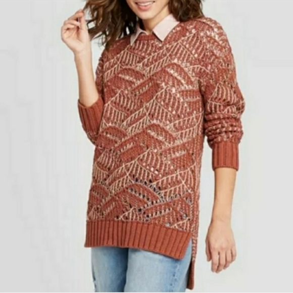 UNIVERSAL THREAD Goods Co. Open Stitch Sweater Tunic boho,sx - Picture 1 of 7